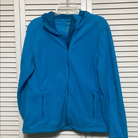 L. L.Bean Blue zip Polartec Hoodie Size L - Picture 1 of 4